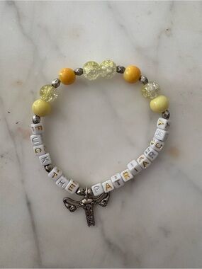 Yellow Beaded fBracelet – 'F*** The Patriarchy' Letter Beads